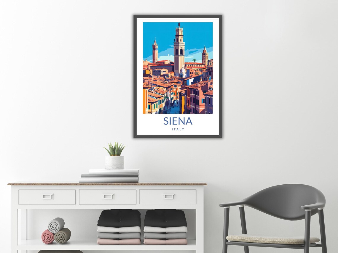 Siena Italy Medieval City Poster Tuscan Tower Skyline Vintage Travel Art - Image 2
