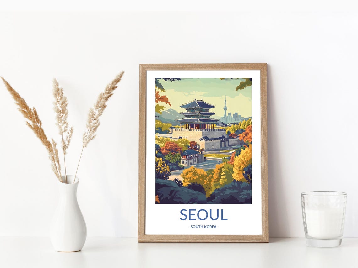 Seoul South Korea Travel Poster Gyeongbokgung Palace Seoul Print Seoul Gift Seoul Art Seoul Decor Wall Art - Image 3