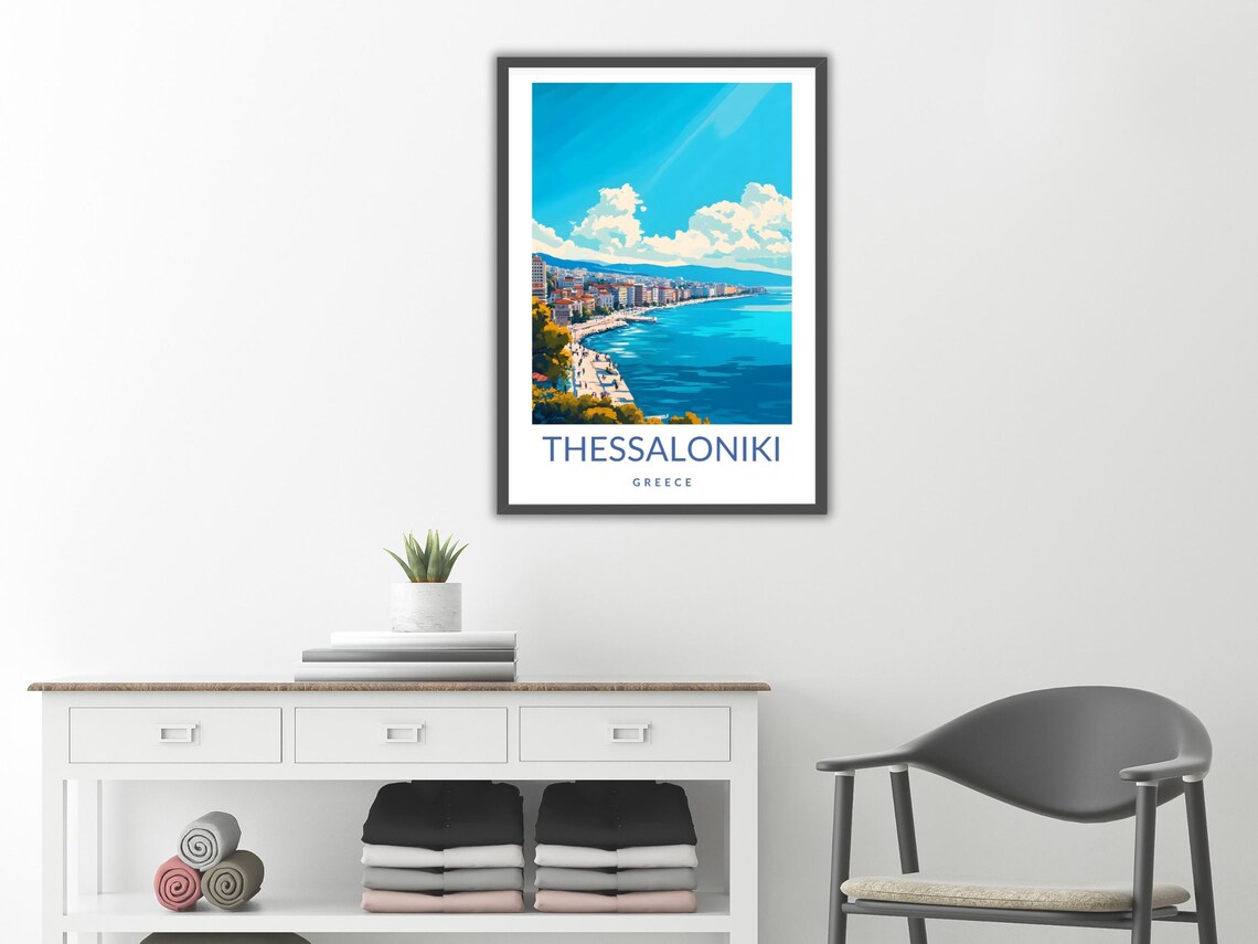 Thessaloniki Poster Greece Wall Art Thessaloniki Gift Greek Travel Print Greek Coastal Decor Aegean Sea Poster Mediterranean Art - Image 2