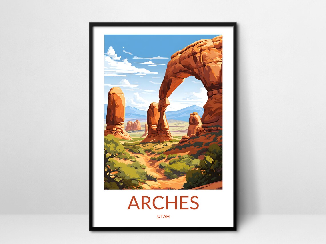 Arches Utah Sandstone Arch Hoodoo Rock Formation Scenic Poster