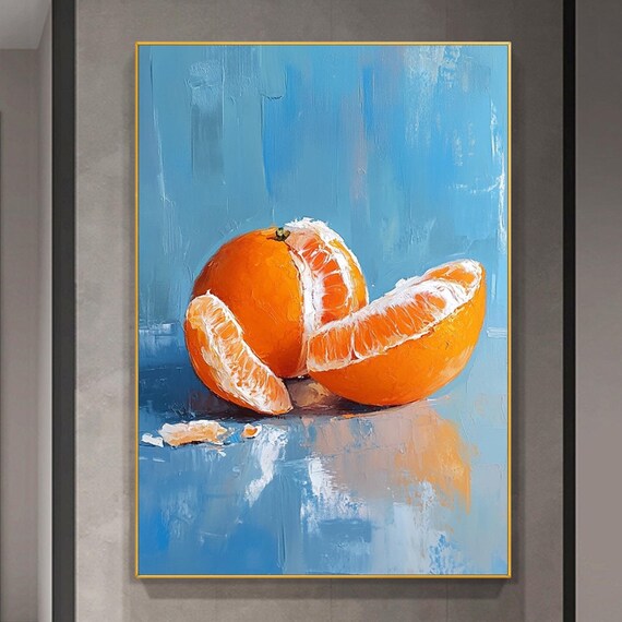 Large Handpainted Oranges Oil Painting On Vintage Fruit Still Life Painting Fruit Wall Art Orange Wall Decor For Kitchen Diningroom