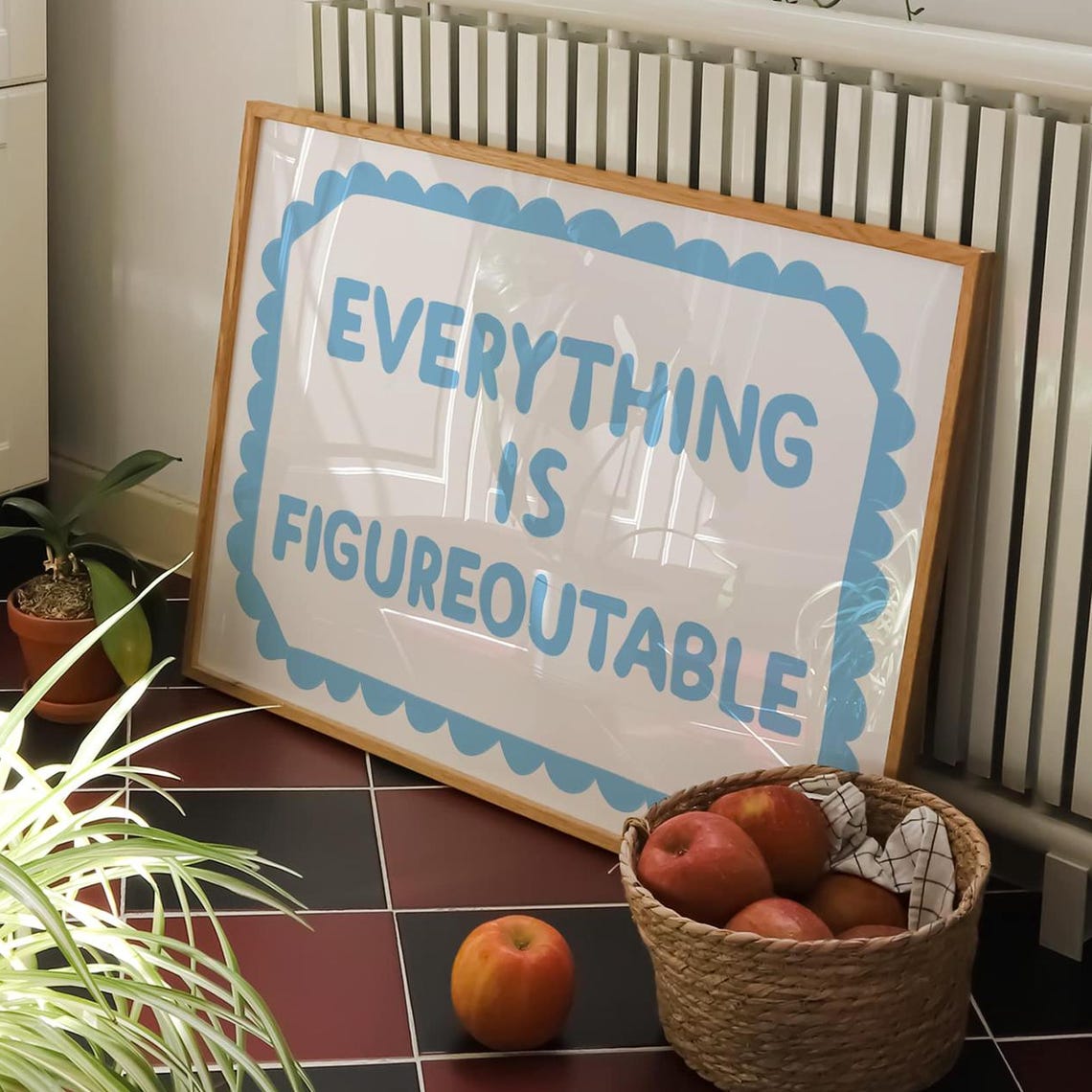 Inspirational Light Blue Office Print Everything Is Figureoutable Motivational Wall Art Instant