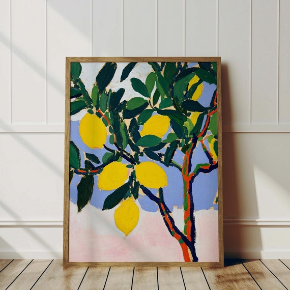 Abstract Lemon Tree Botanical Art, Kitchen Decor