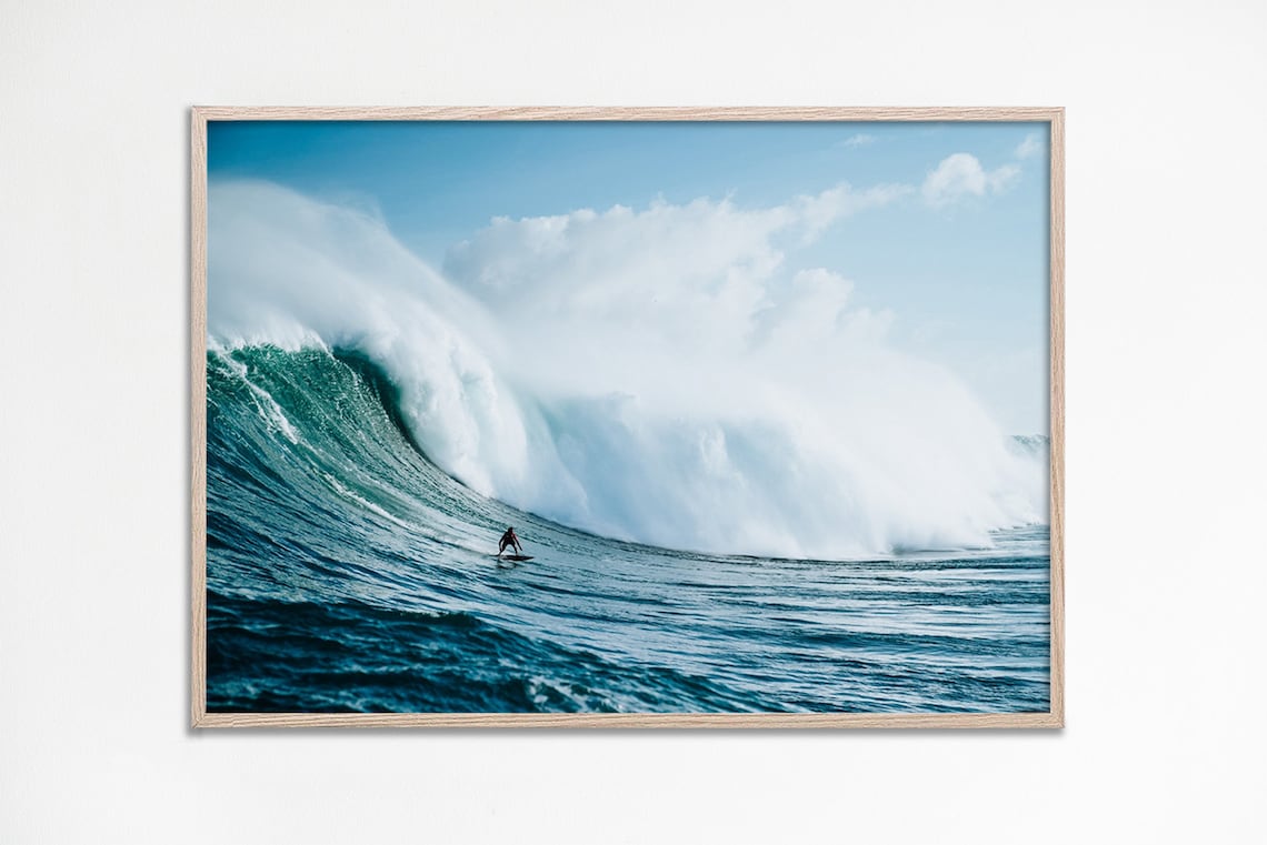 Big Wave Surfer Photography Poster Ocean Barrel Surf Action Art
