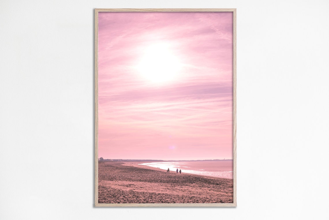 Blush Pink Beach Sunset Pastel Ocean Dream Photography Poster
