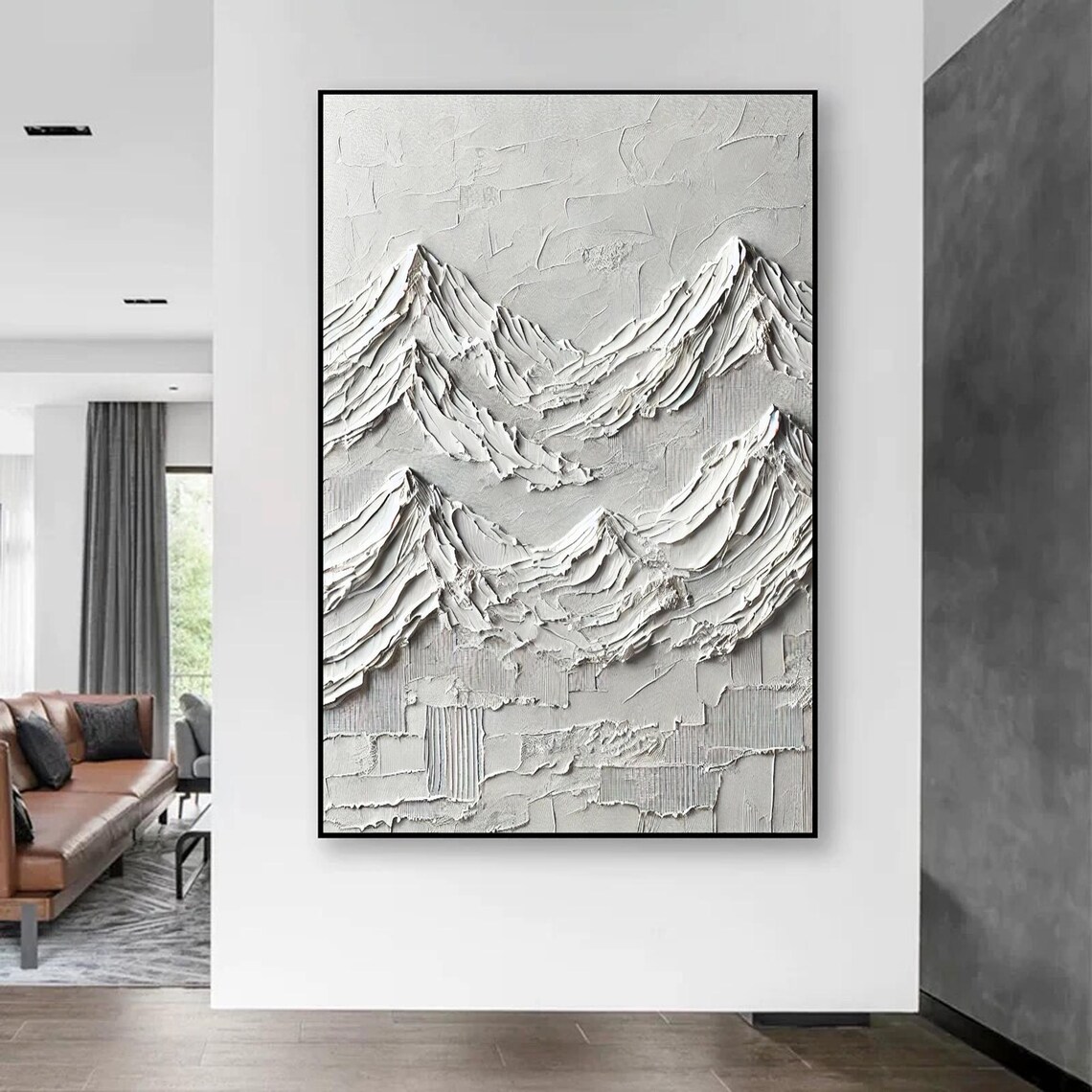 Neutral Mountain Minimalist Landscape, Handmade Abstract - Image 3