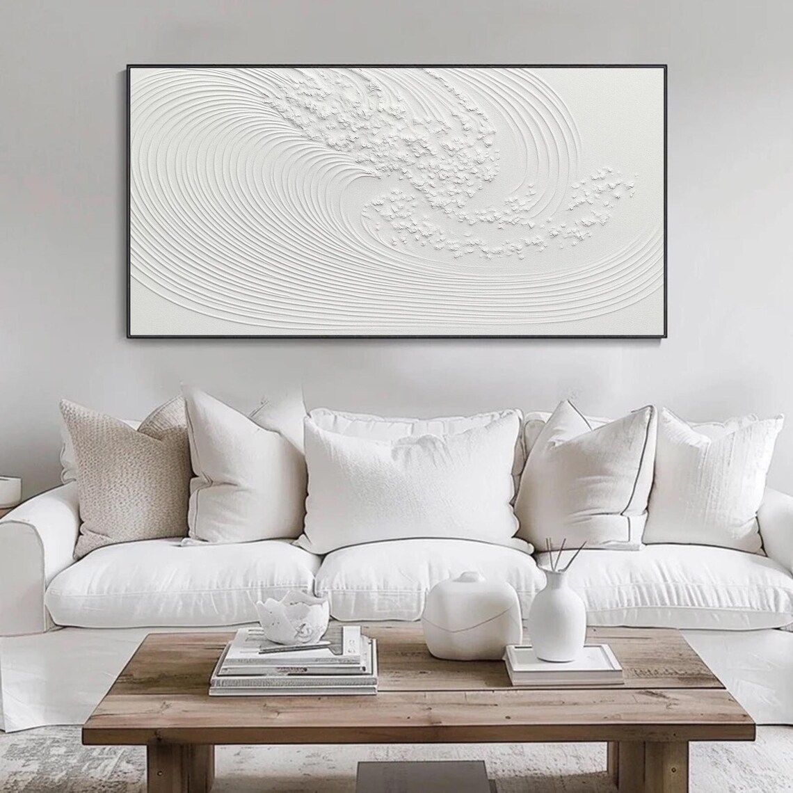 Minimalist Wave Lines, Embossed Linear Abstract - Image 3