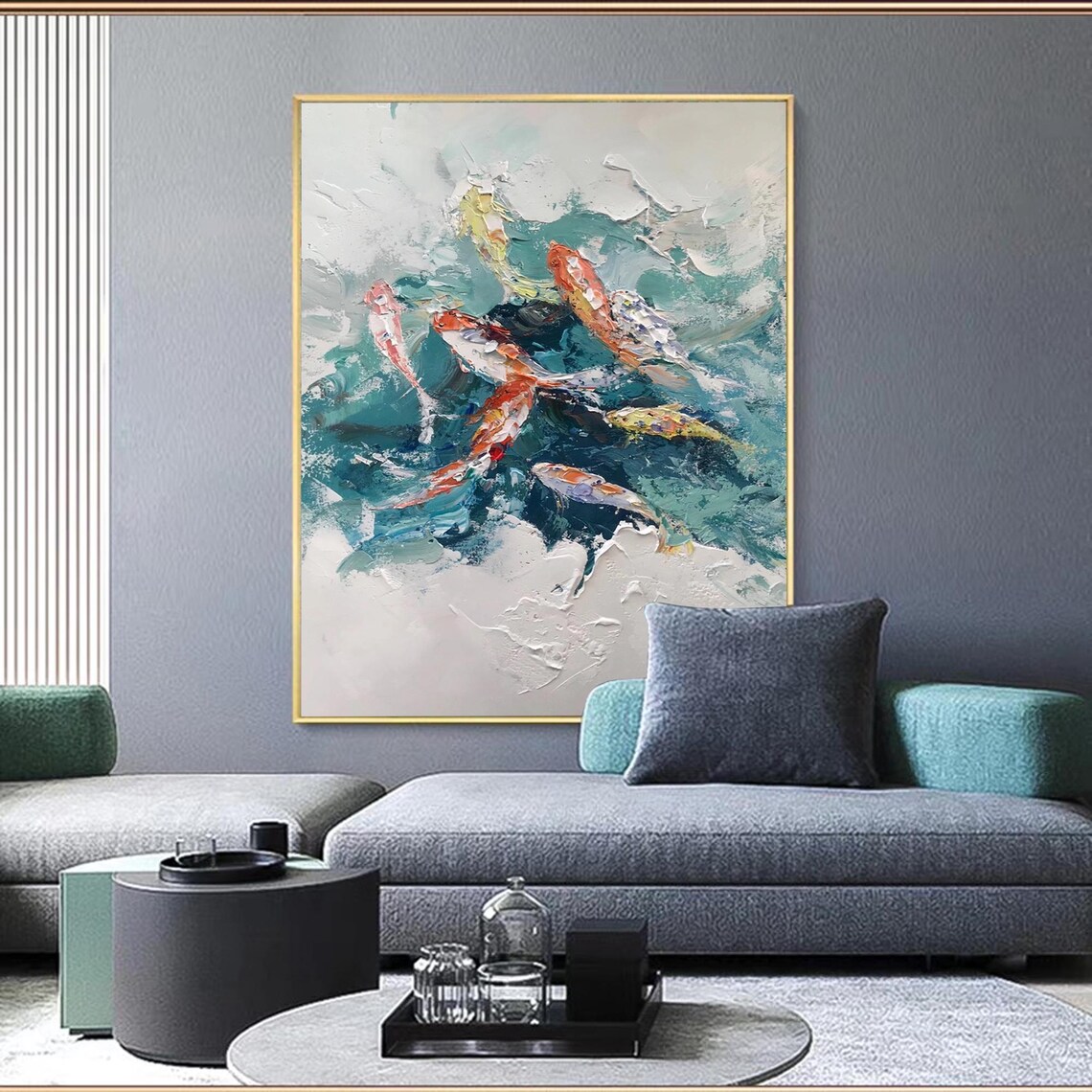 Koi Fish Abstract Art Print, Modern Living Room Decor - Image 2