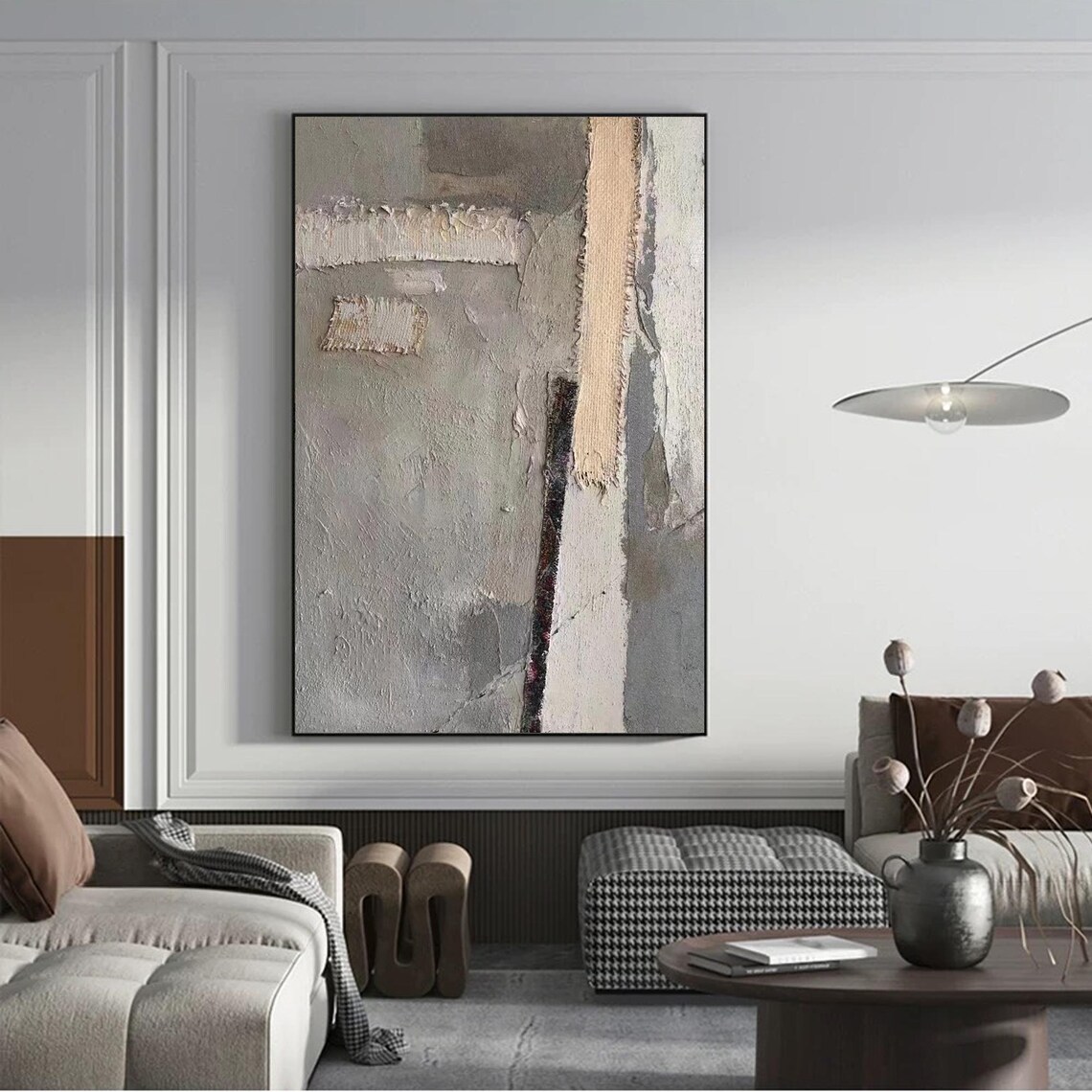 Scandinavian Style Abstract Vertical Painting - Image 3