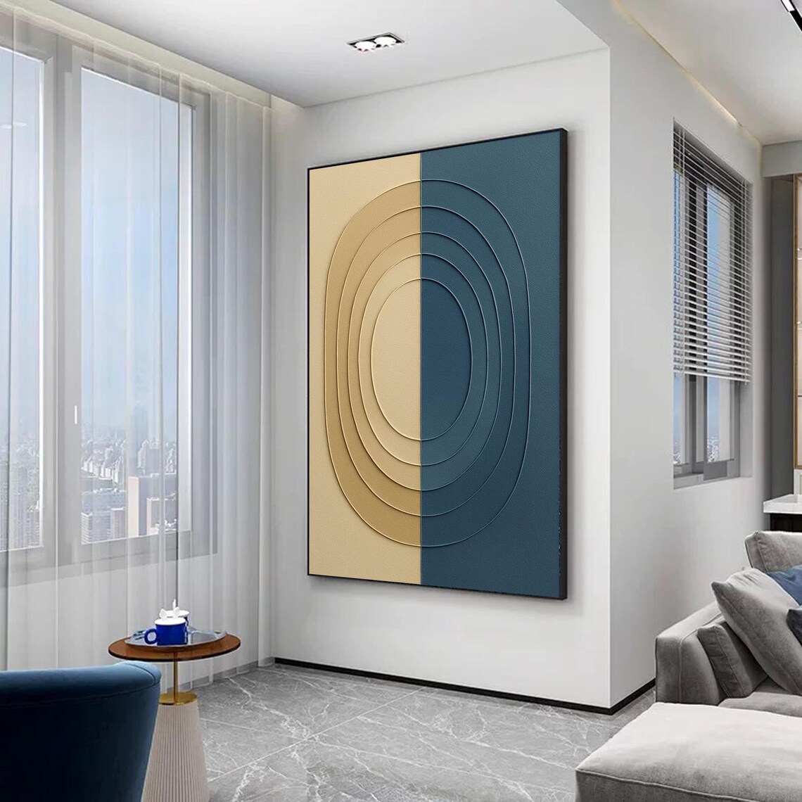 Oval Abstract Painting, Minimalist Modern Decor - Image 4