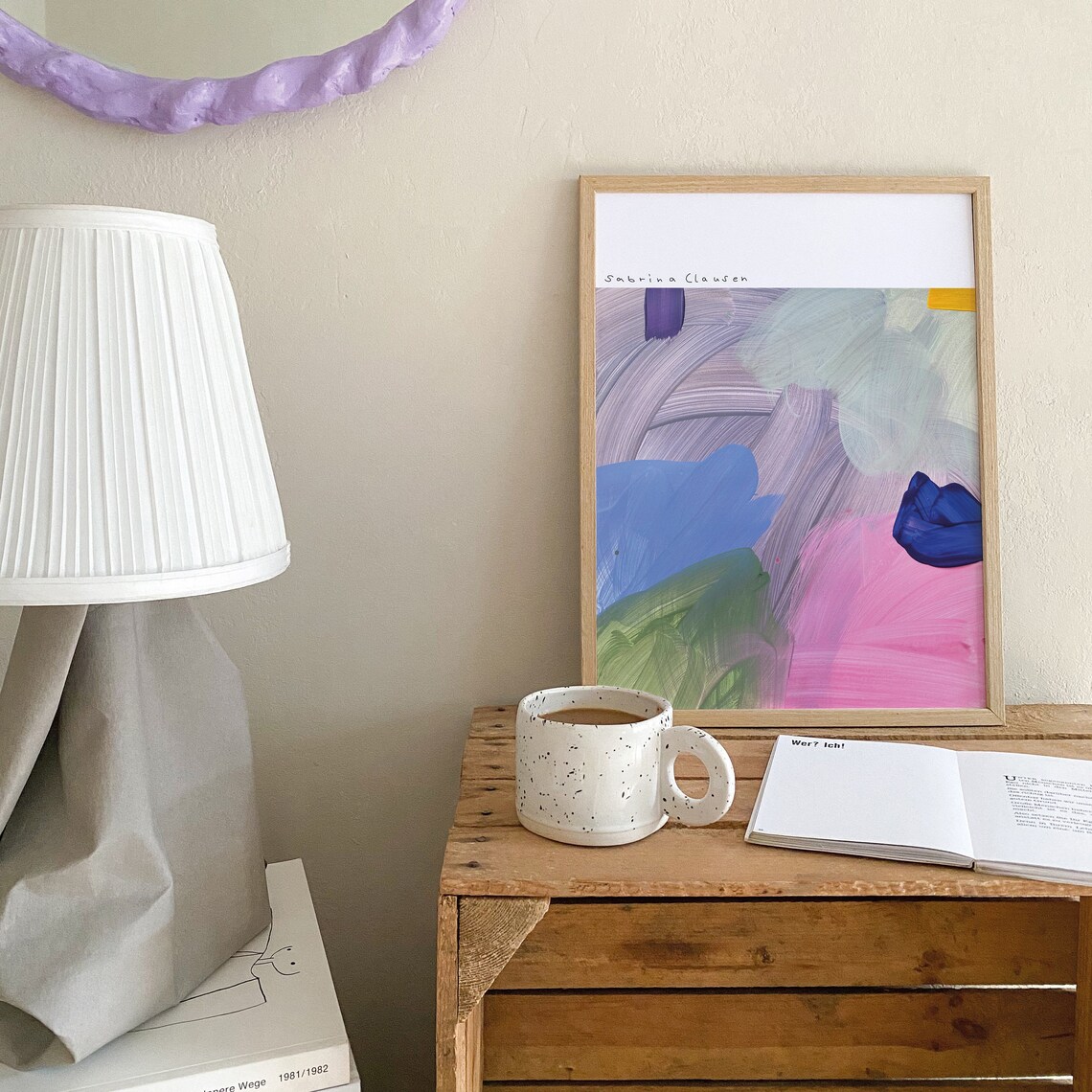 Sabrina Clausen Lavender Blue Green Pink Abstract Brushstroke Wall Art - Image 2