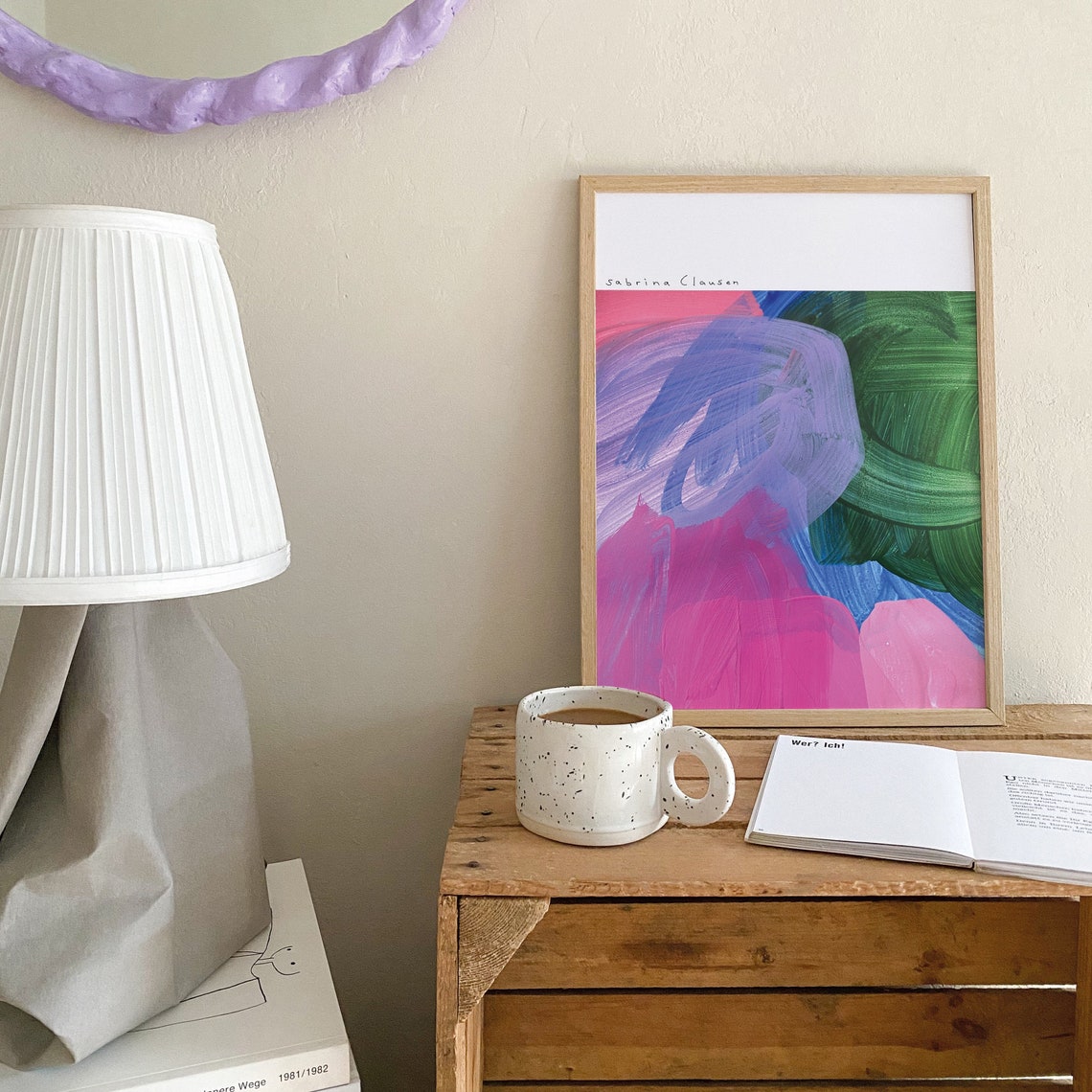 Sabrina Clausen Pink Blue Green Abstract Brushstroke Painting Wall Art - Image 4