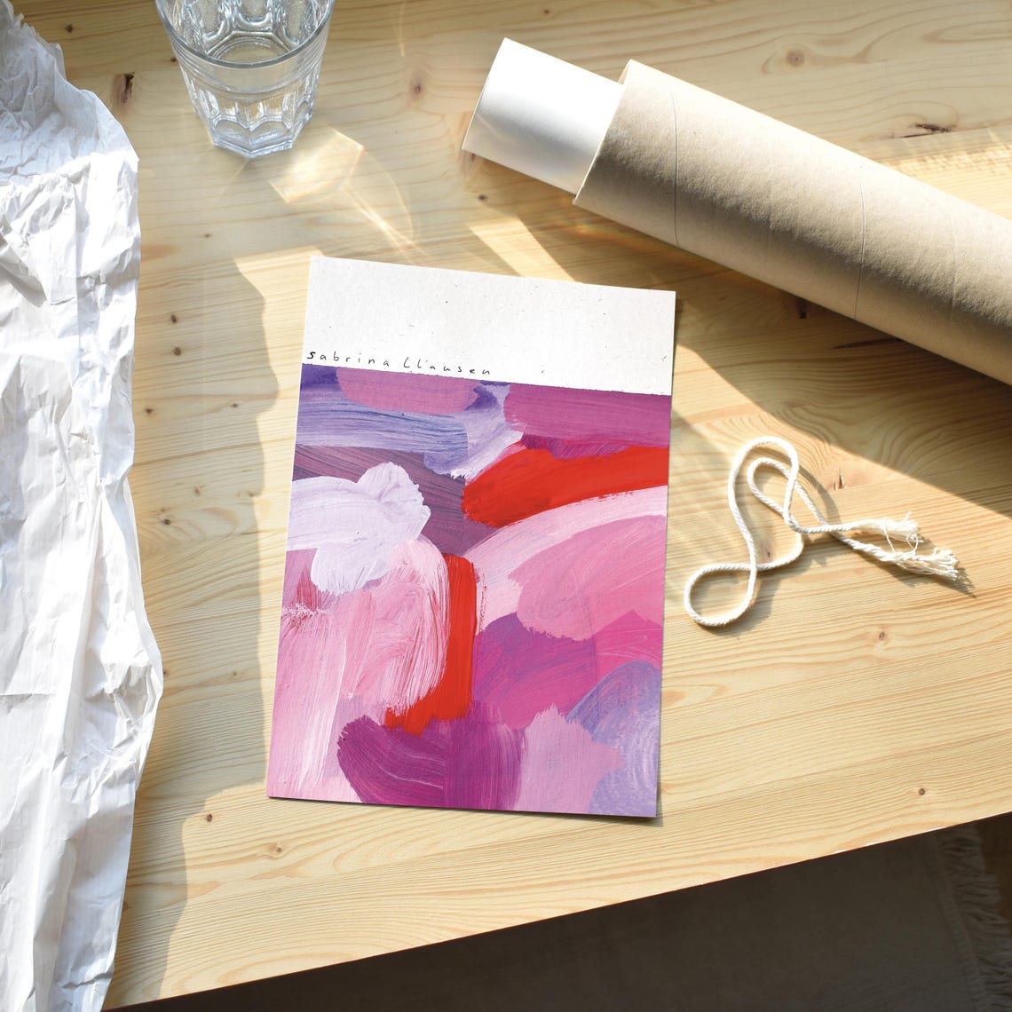 Sabrina Clausen Pink Purple Red Abstract Brushstroke Painting Wall Art - Image 5