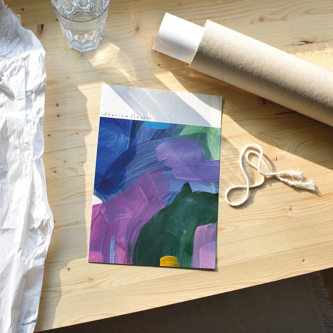 Sabrina Clausen Blue Purple Green Abstract Brushstroke Wall Art - Image 2