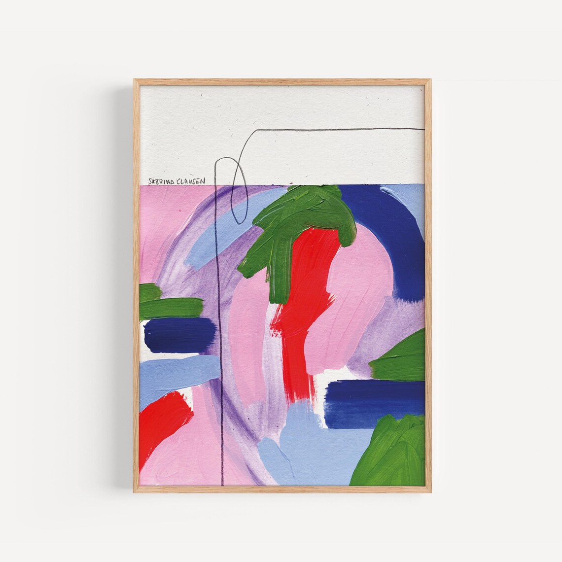 Sabrina Clausen Pink Red Green Blue Abstract Brushstroke Wall Art
