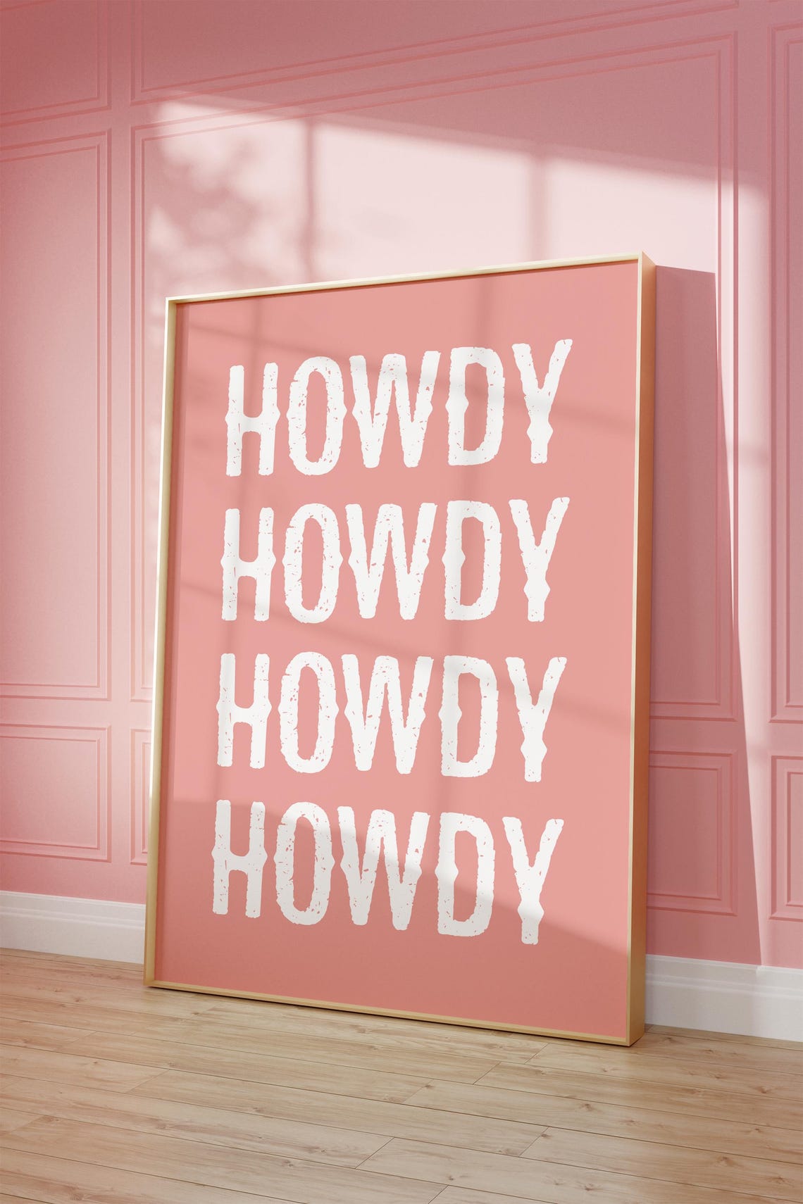 Western Howdy Repeat Typography Rustic Dusty Rose Cowgirl Poster - Image 2