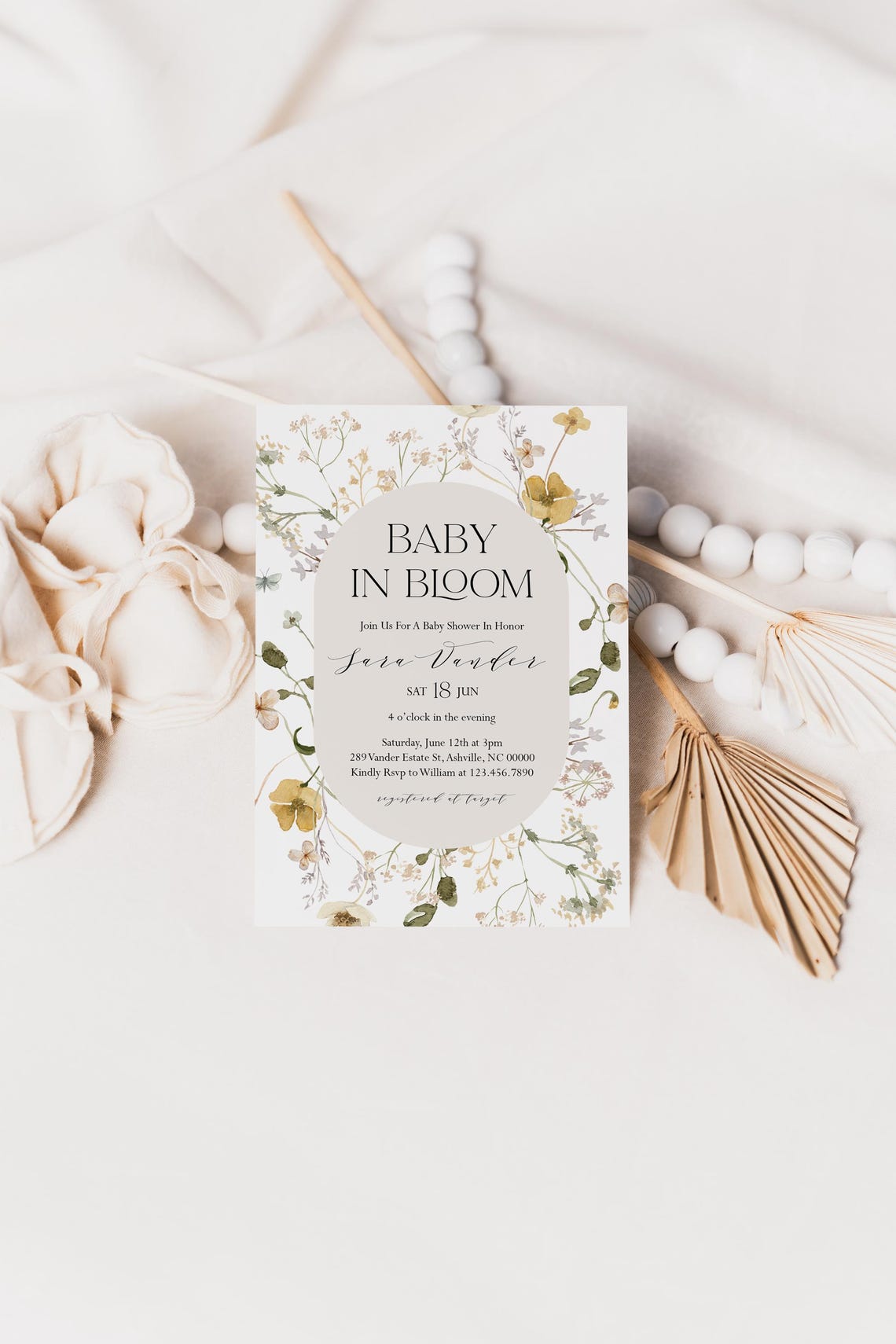 Baby In Bloom Wildflower Baby Shower Invitation Floral Invite Print - Image 3