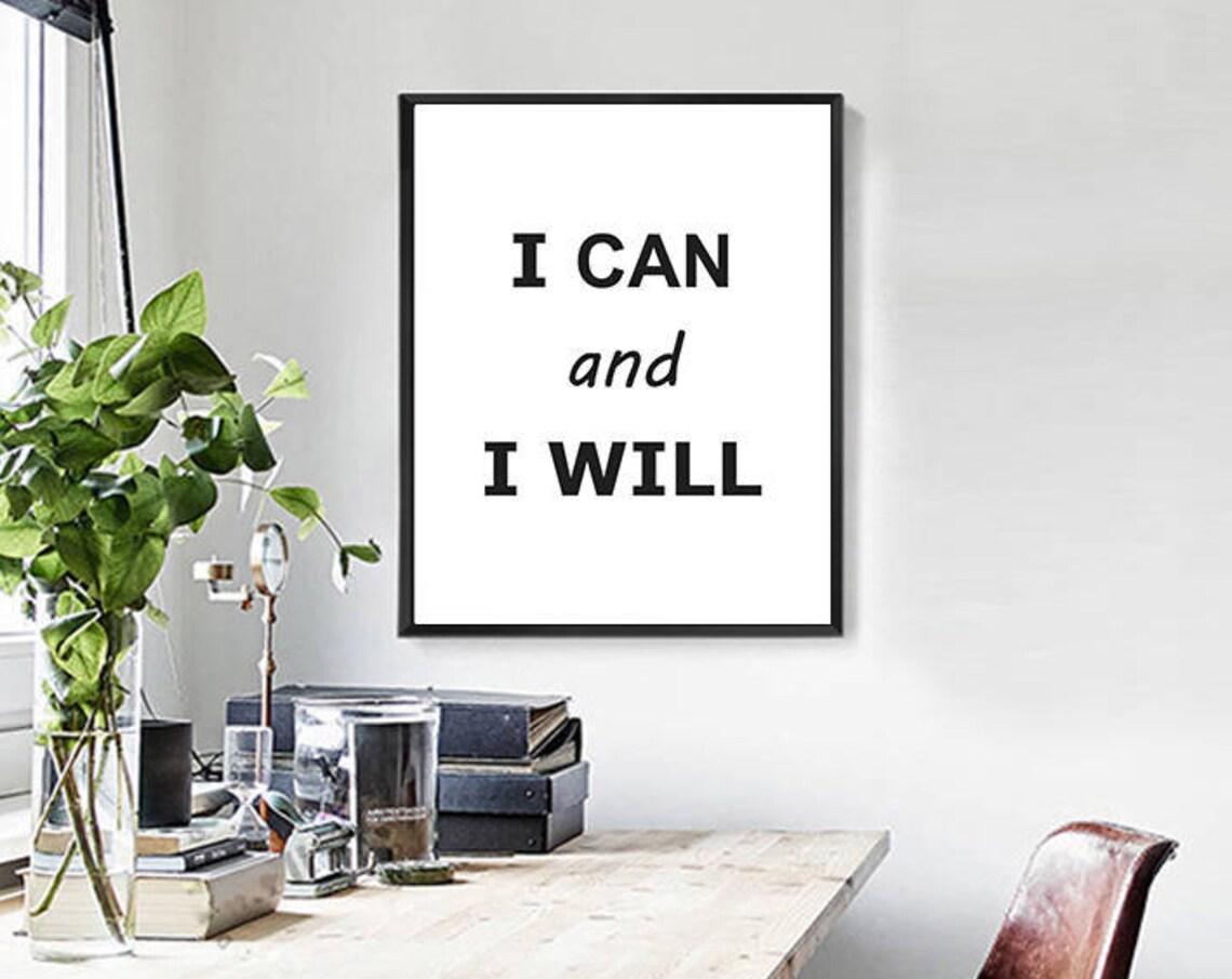I Can and I Will Motivational Bold Typography Fitness Inspiration Poster - Image 2