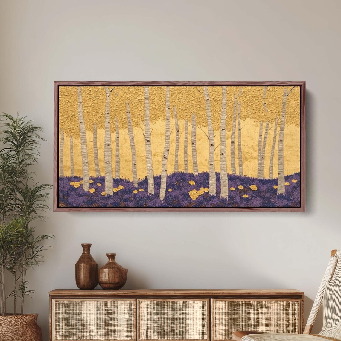 Abstract Aspen Trees, Autumn Forest Landscape