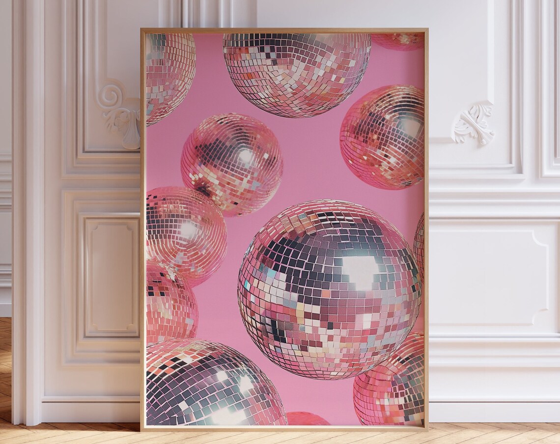 Pink Mirrorball Retro Disco Ball Art Print