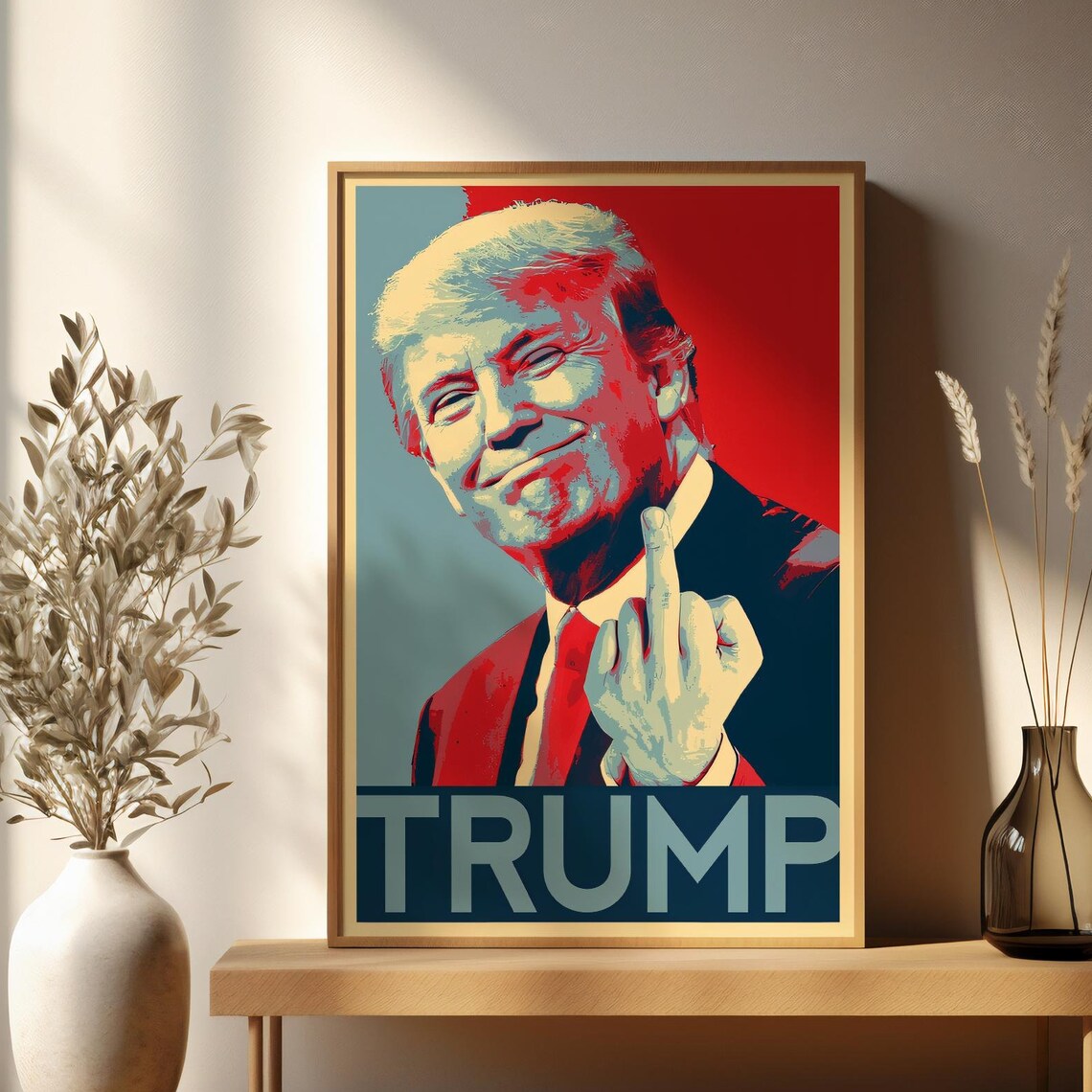 Trump Pop Art Hope Style Print Red Blue Political Satire Art