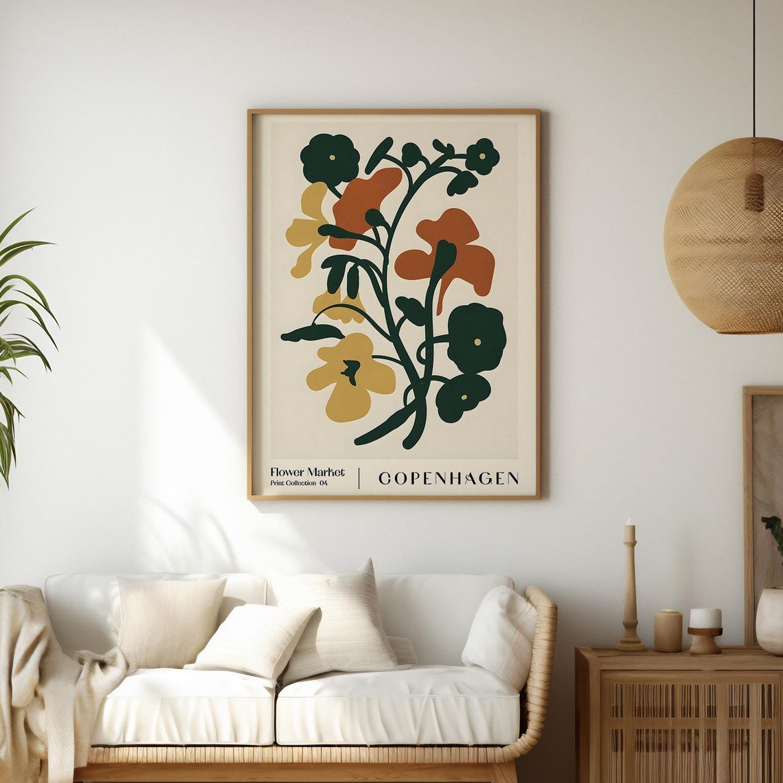 Abstract Floral Terracotta and Mustard Modern Botanical Art Poster - Image 2