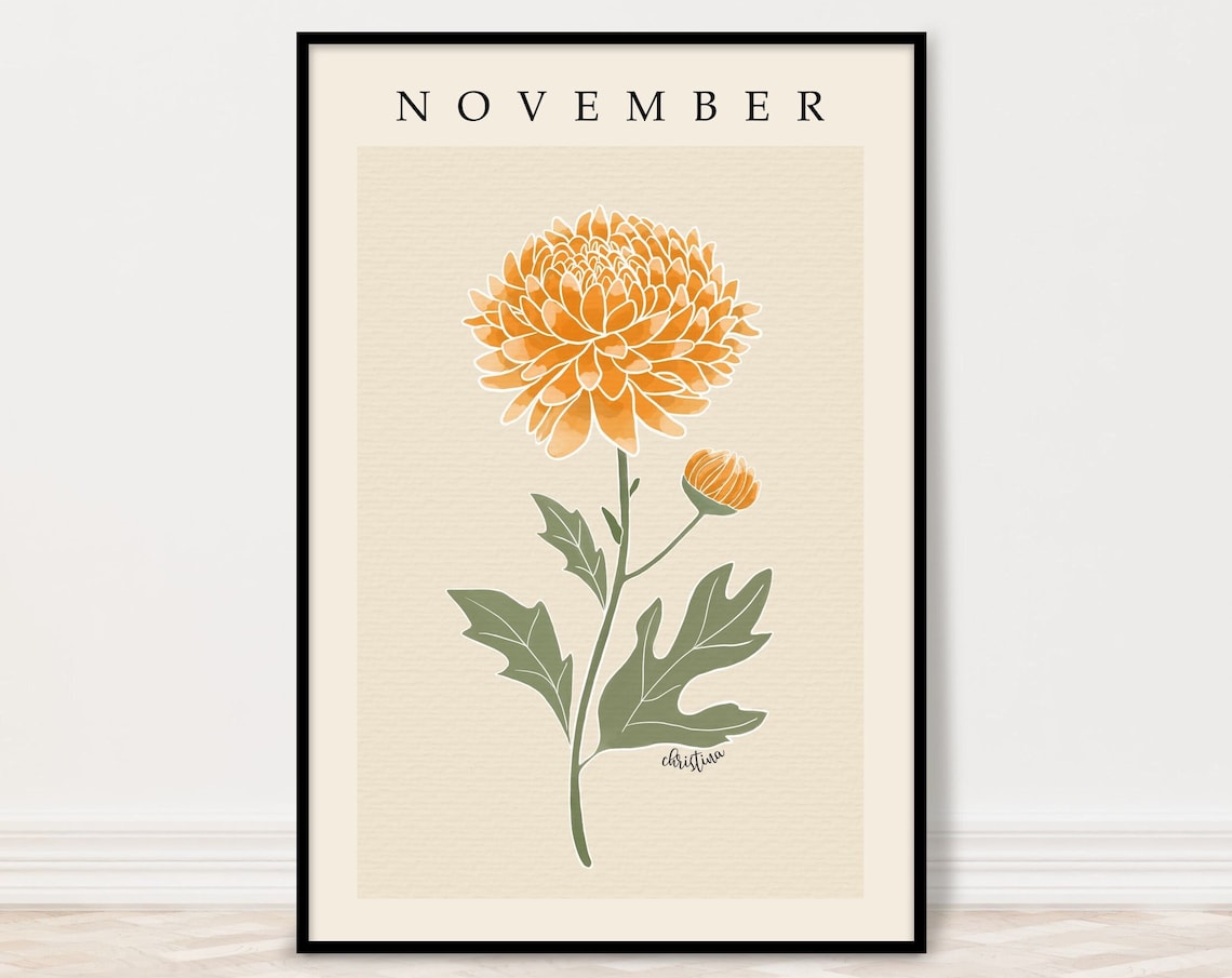 November Chrysanthemum Birth Month Flower Art Print