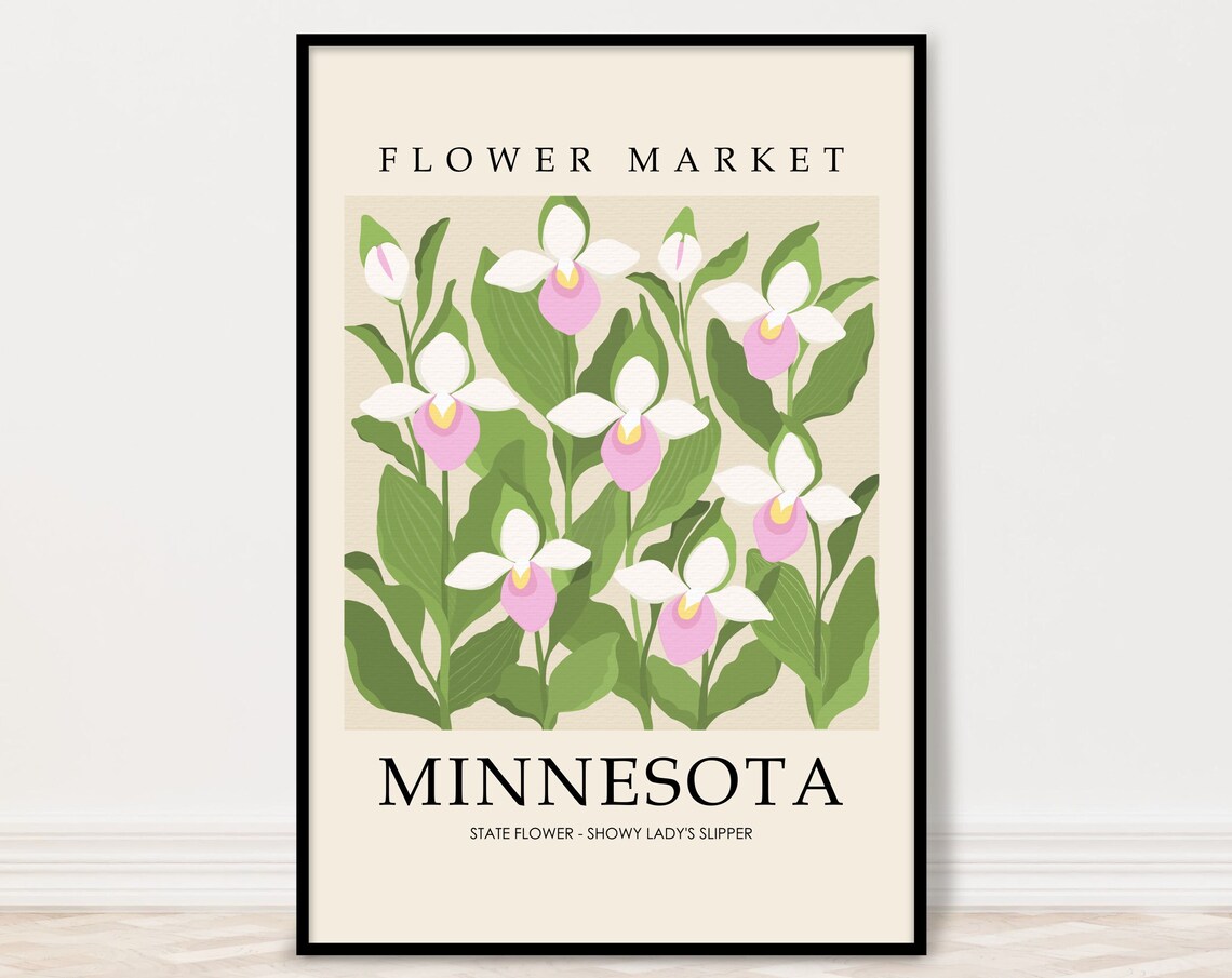 Minnesota Showy Lady's Slipper Flower Market Print