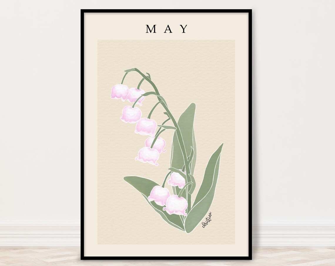 May Lily Of The Valley Birth Month Flower Watercolor Art Poster