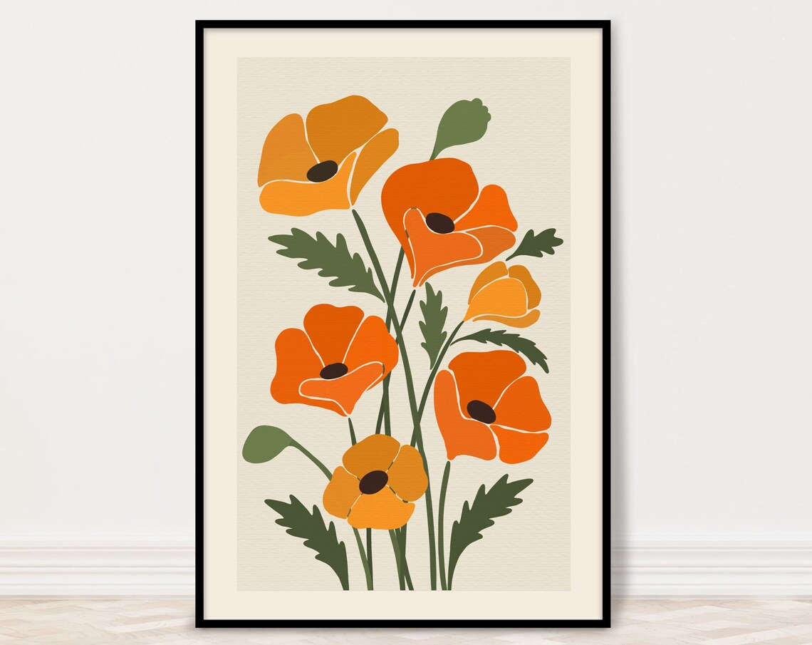 Poppy Print, State Flower Botanical Poster