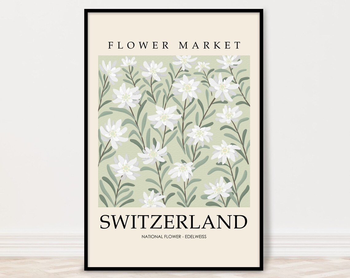 Switzerland Edelweiss Flower Market Poster