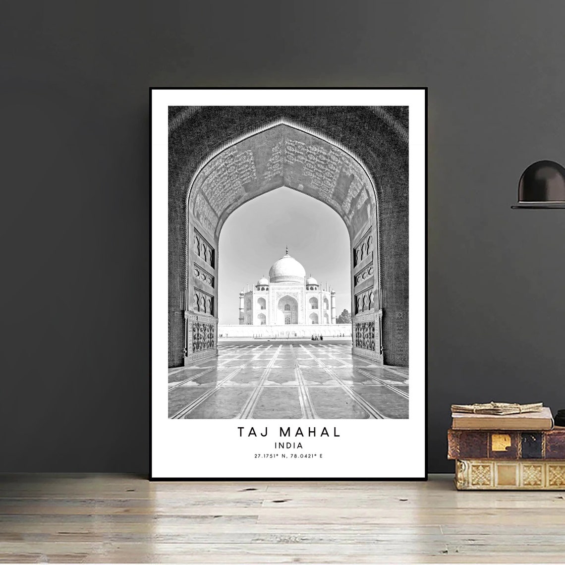 Taj Mahal Black And White Travel Poster, Minimalist - Image 2