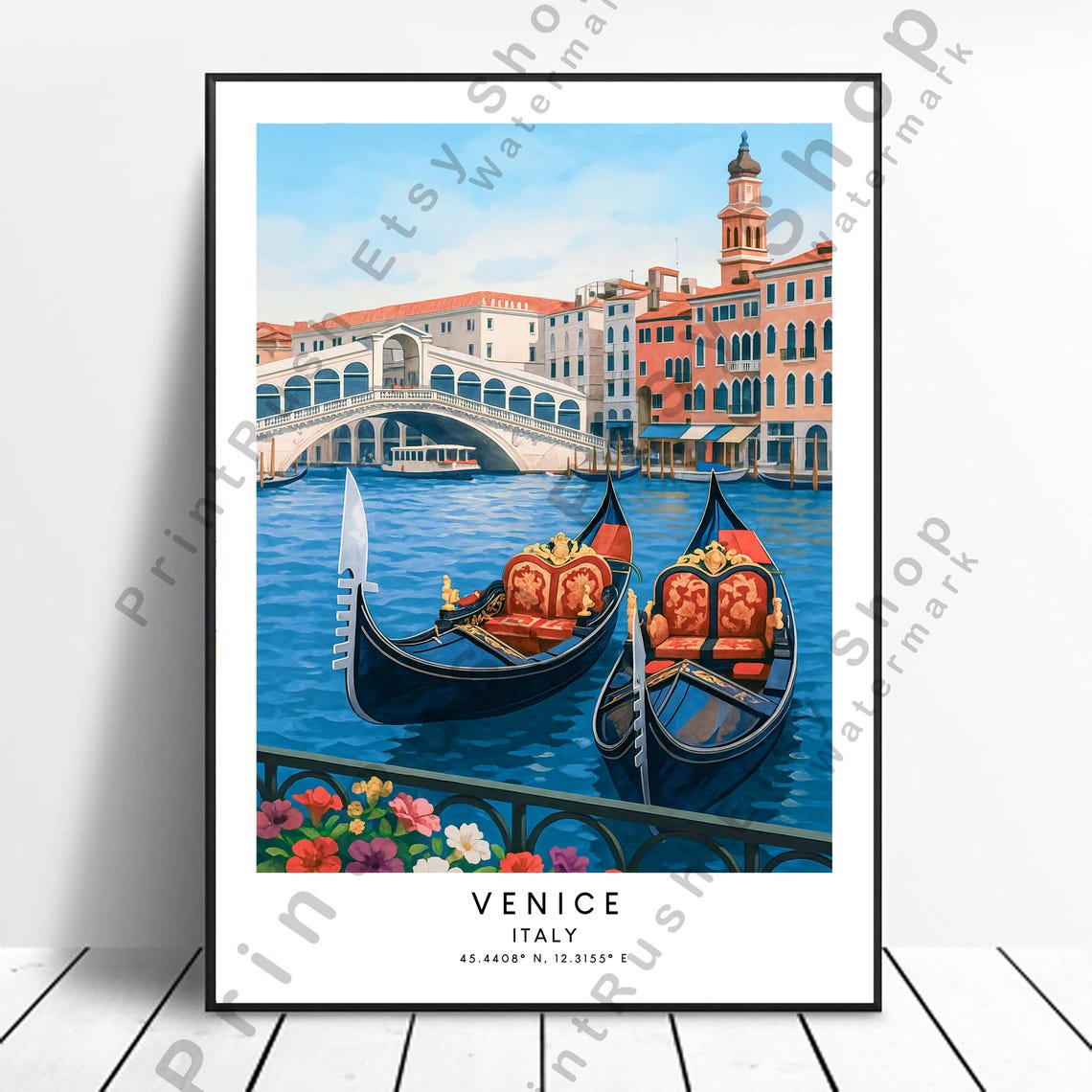 Venice Travel Print Colourful Art Poster Grand Canal Minimalist Dcor Illustration Gift