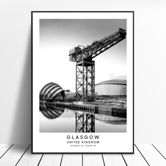 Glasgow Scotland Travel Poster, Minimalist Coordinates