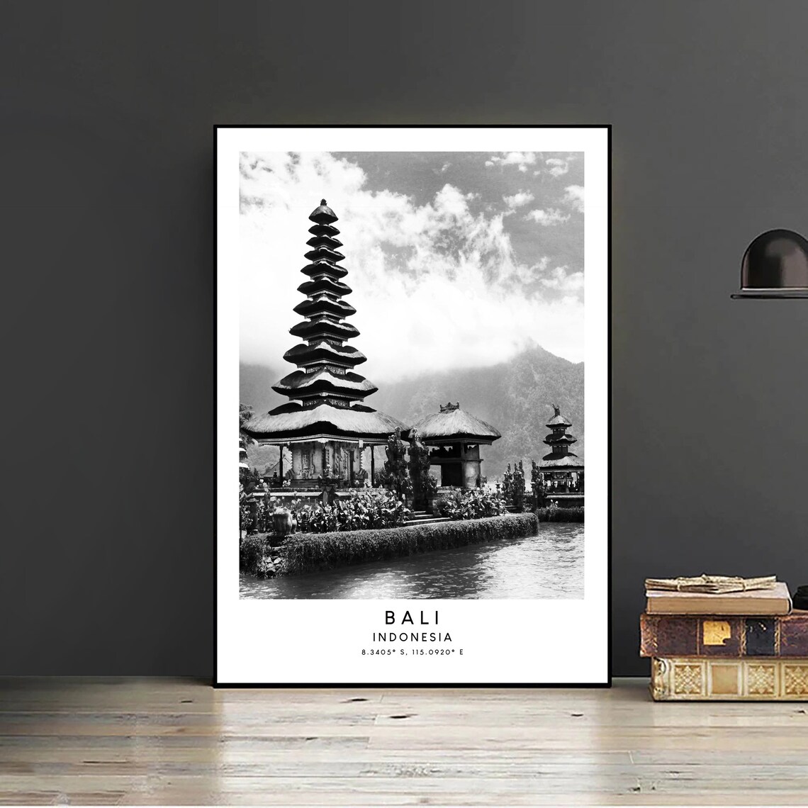 Bali Black and White Minimalist Travel Poster - Image 2