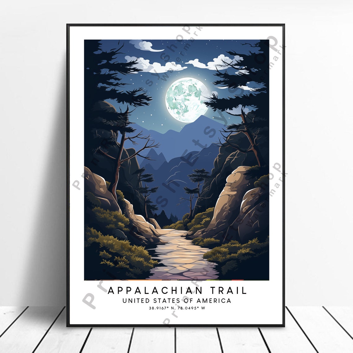 Appalachians Travel Print Colourful Appalachian Trail Poster Abstract Minimalist Wall Art Gift