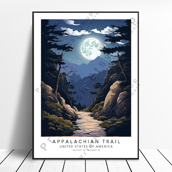 Appalachians Travel Print Colourful Appalachian Trail Poster Abstract Minimalist Wall Art Gift