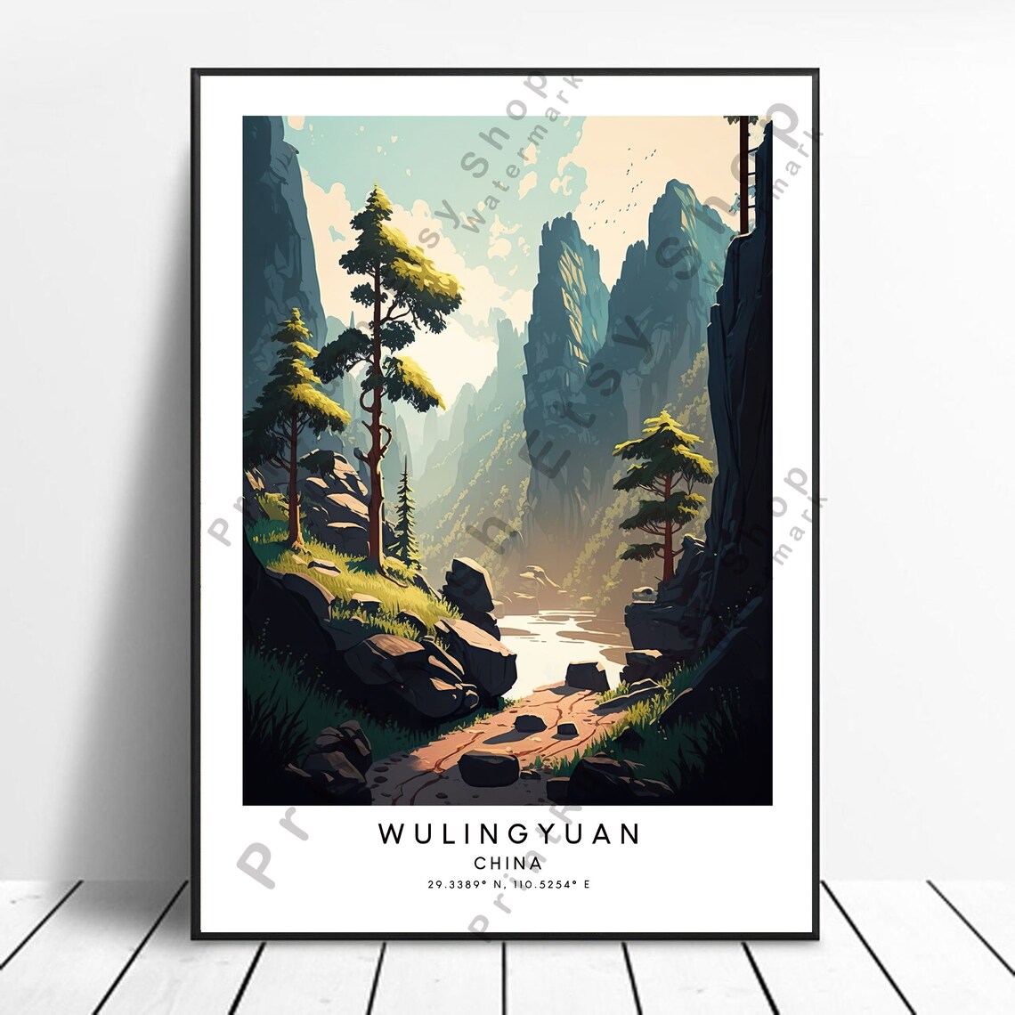 Wulingyuan Travel Print Colourful Poster Abstract Minimalist Wall Art Dcor Gift