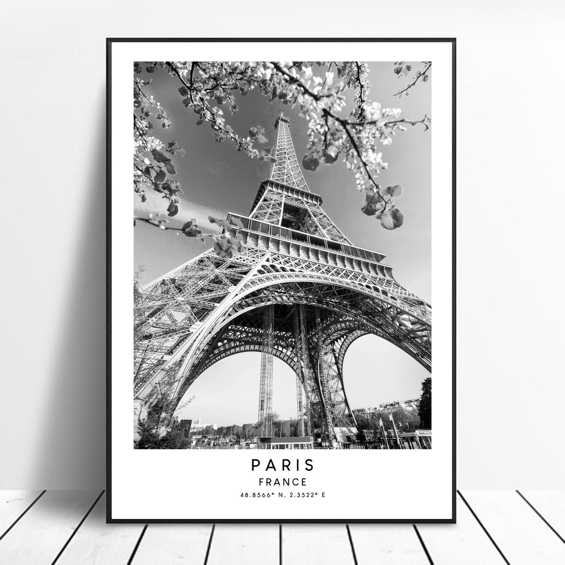Paris Black and White Minimalist Travel Poster