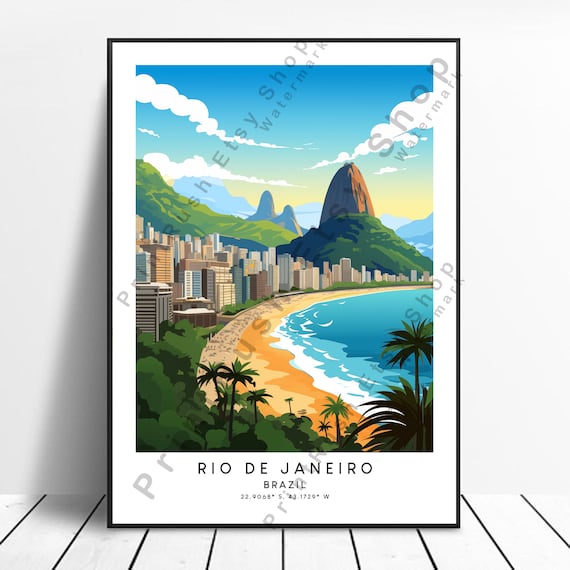 Rio De Janeiro Brazil Copacabana Sugarloaf Beach Travel Poster