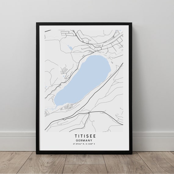 Titisee Map Lake Print Art Printtitisee Wall Minimalist Germany