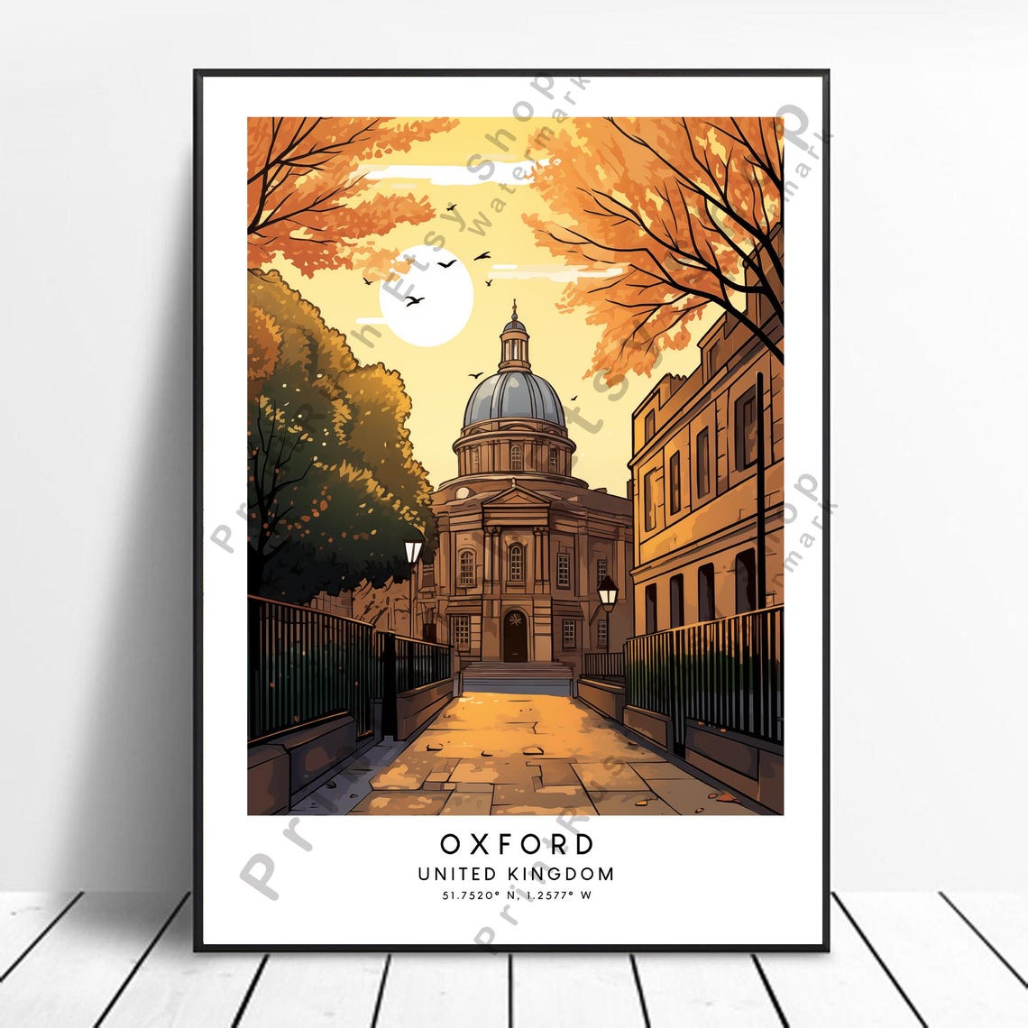 Oxford England Travel Print Colourful Poster Wall Minimalist Art Home Decor Hanging Gift