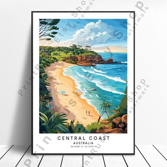 Australia Coastline Poster Central Coast Print Beach Travel Wall Decor Home Hanging Gift