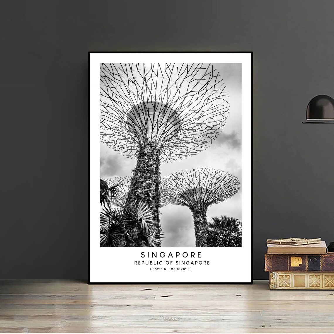 Singapore Minimalist Travel Poster, Black and White - Image 2