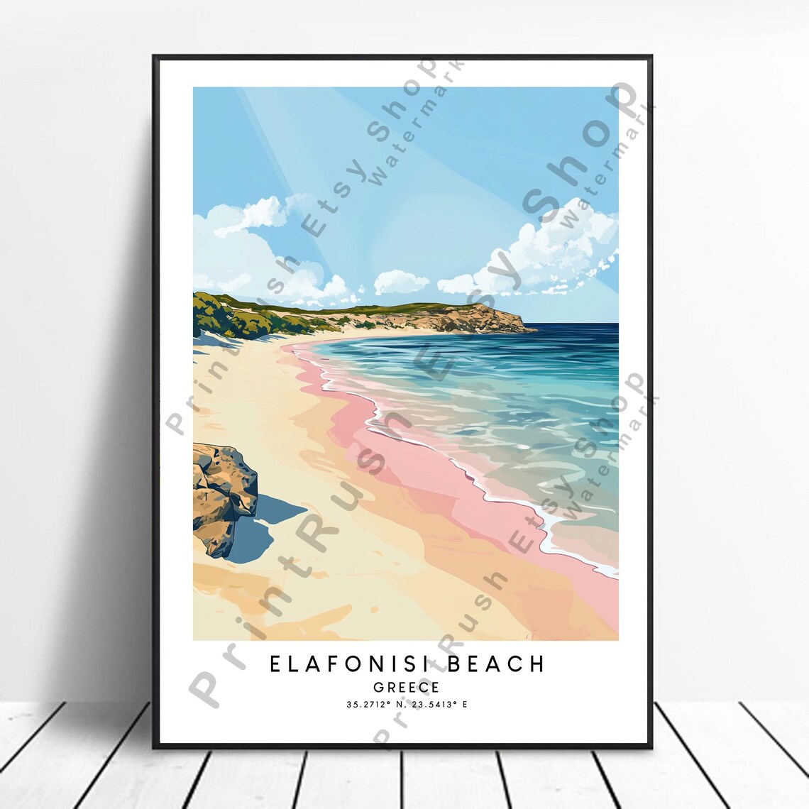 Elafonisi Beach Greece Pink Sand Turquoise Water Travel Poster