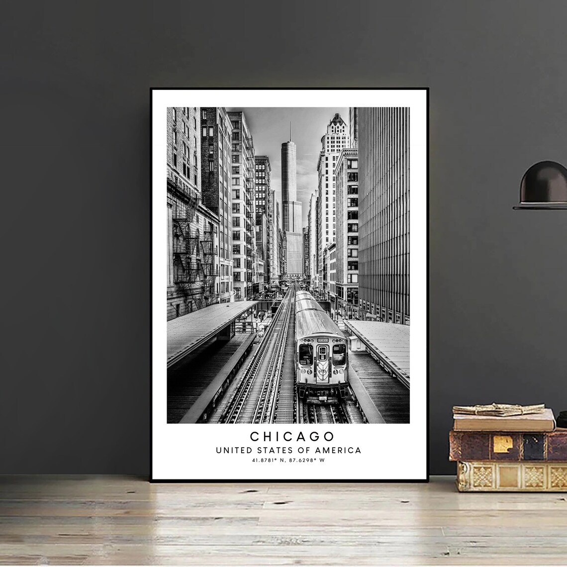 Chicago Minimalist Travel Poster, Black and White Art - Image 2