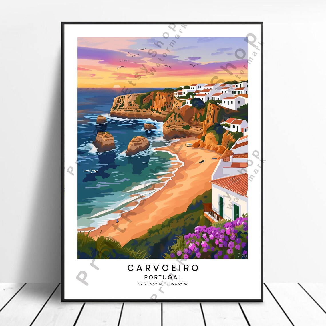 Carvoeiro Minimalist Travel Poster, Portugal