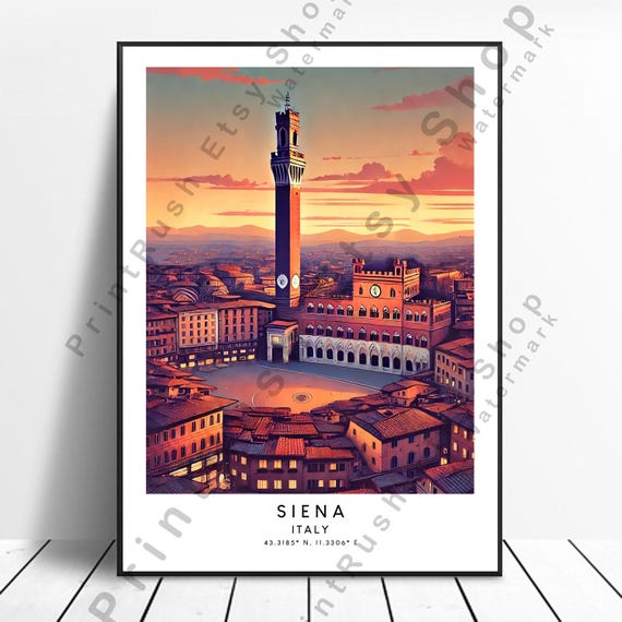 Siena Italy Print Wall Decor Illustration Art Travel Poster Home Dcor Colourful Artwork Gift