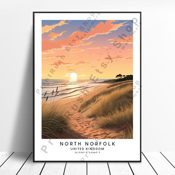 North Norfolk Print Colourful Poster Wall Art Home Dcor Illustration Gift