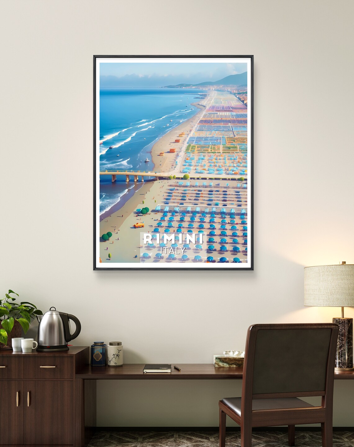 Rimini Italy Aerial Beach Umbrellas Adriatic Coast Summer Poster - Image 3